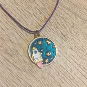 Space Rocket Enamel Pendant